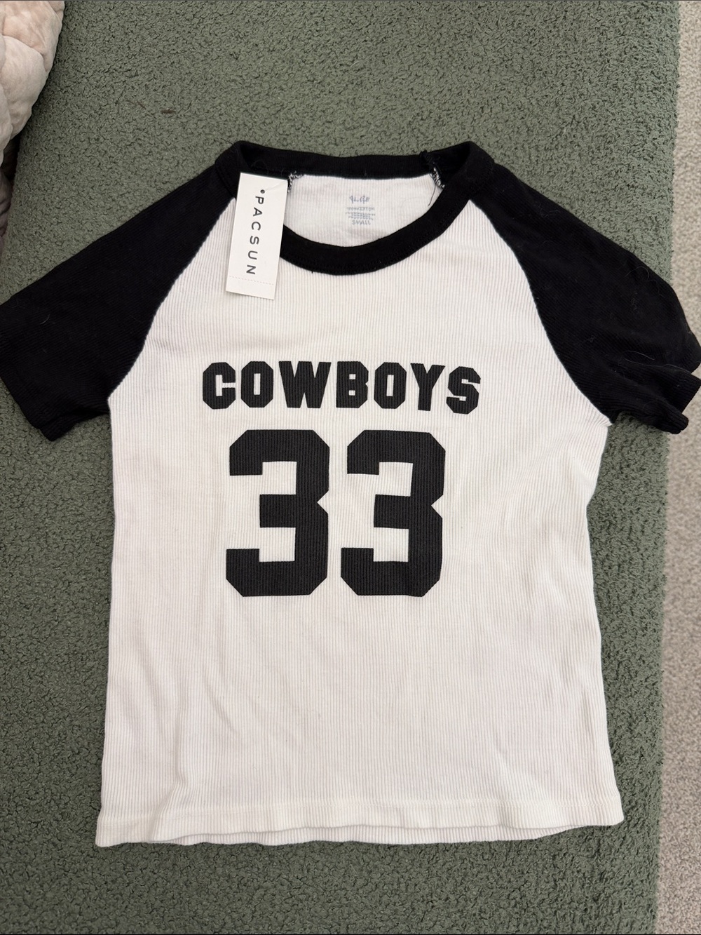 PacSun Black & White "Cowboys 33" Raglan Tee